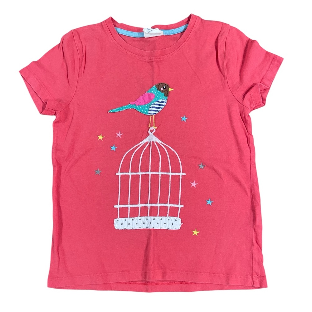 Mini Boden Coral T-Shirt with Bird Design